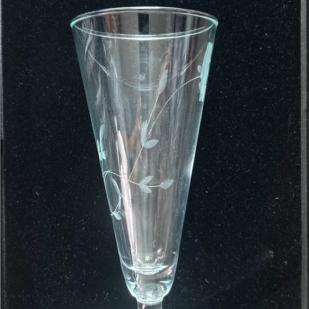 (4) Princess House Heritage Etched Crystal Parfait Glass 8oz 7.5" Tall #442